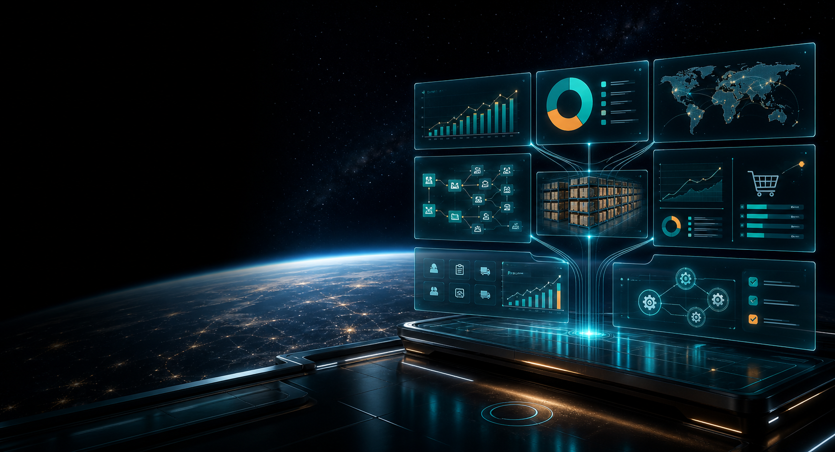 Dashboard empresarial ERP para operaciones, ventas e inventario
